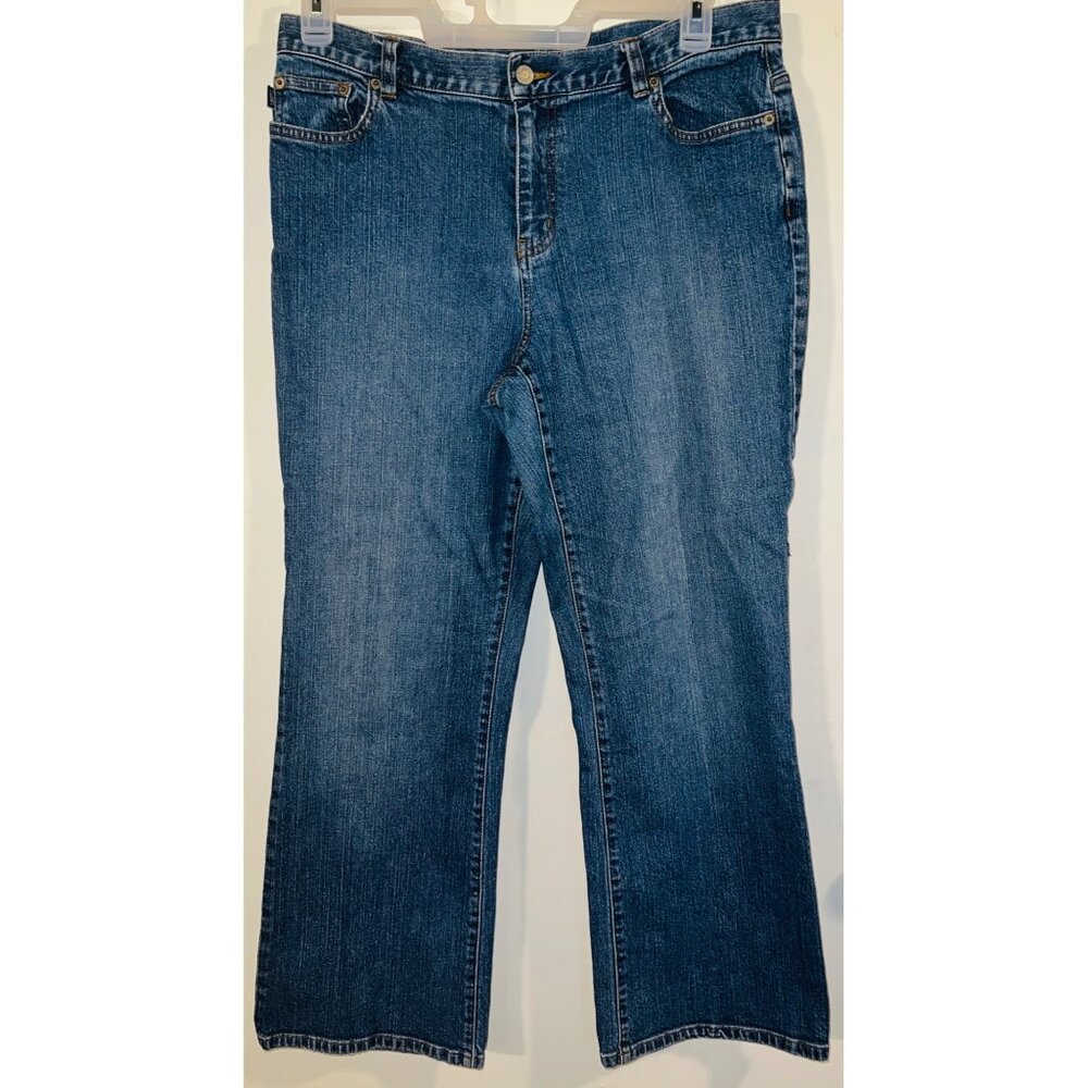 Lauren Jeans Co. Ralph Lauren Dark Wash Denim Bootcut Jeans 14  Cotton/Spandex